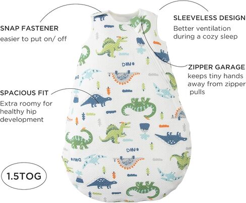 Duomiaomiao Unisex Baby Sleep Sack TOG 0.5, Natural Cotton Baby Sleeping Bag with 2-Way Zipper, Summer Wearable Blanket for Girls Boys in Saudi Arabia