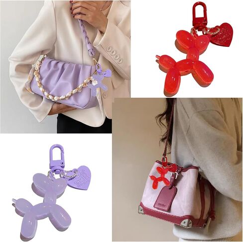 Cute Jelly Balloon Dog Keychains for Women-Girl Key Chain for Handbag Purse Car keys Accessories, 2inch, Purple in Saudi Arabia