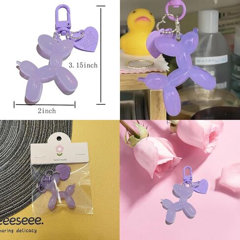 Cute Jelly Balloon Dog Keychains for Women-Girl Key Chain for Handbag Purse Car keys Accessories, 2inch, Purple in Saudi Arabia