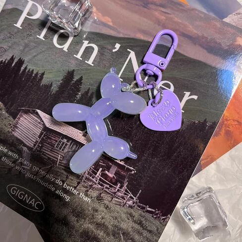 Cute Jelly Balloon Dog Keychains for Women-Girl Key Chain for Handbag Purse Car keys Accessories, 2inch, Purple in Saudi Arabia