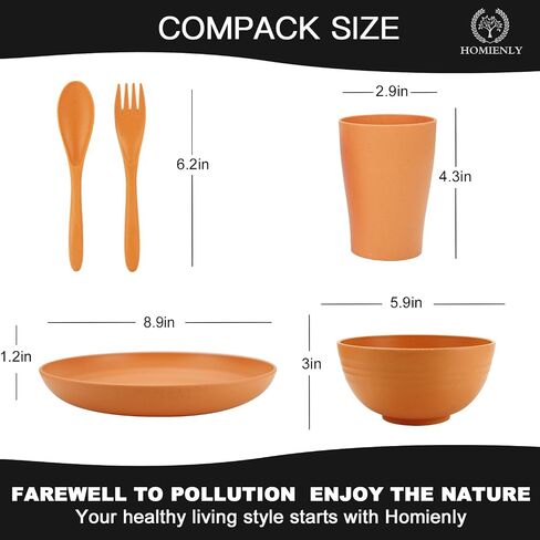 Homienly Wheat Straw Dinnerware Sets 20 PCS Cups and Plates Sets for Kitchen Microwave and Dishwasher Safe Plate Set Unbreakable Camping Dish Set Kids Plates and Bowls Sets for Picnic, RV (Multilight) in Kuwait
