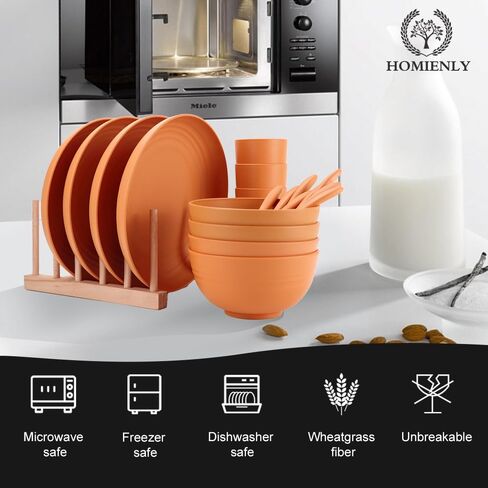 Homienly Wheat Straw Dinnerware Sets 20 PCS Cups and Plates Sets for Kitchen Microwave and Dishwasher Safe Plate Set Unbreakable Camping Dish Set Kids Plates and Bowls Sets for Picnic, RV (Multilight) in Kuwait
