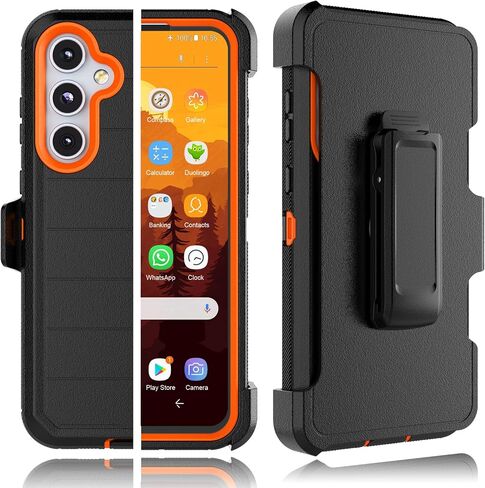 Tekcoo Case for Galaxy A55 5G | SM-A556 with [Built-in Screen Protector] Holster Locking Belt Clip [Military Grade 12FT Drop Tested] Full Body Carrying Cover for Samsung Galaxy A55 5G [Orange] in Saudi Arabia