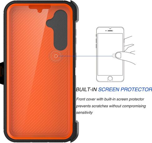 Tekcoo Case for Galaxy A55 5G | SM-A556 with [Built-in Screen Protector] Holster Locking Belt Clip [Military Grade 12FT Drop Tested] Full Body Carrying Cover for Samsung Galaxy A55 5G [Orange] in Saudi Arabia