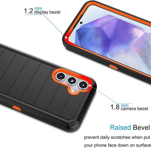 Tekcoo Case for Galaxy A55 5G | SM-A556 with [Built-in Screen Protector] Holster Locking Belt Clip [Military Grade 12FT Drop Tested] Full Body Carrying Cover for Samsung Galaxy A55 5G [Orange] in Saudi Arabia