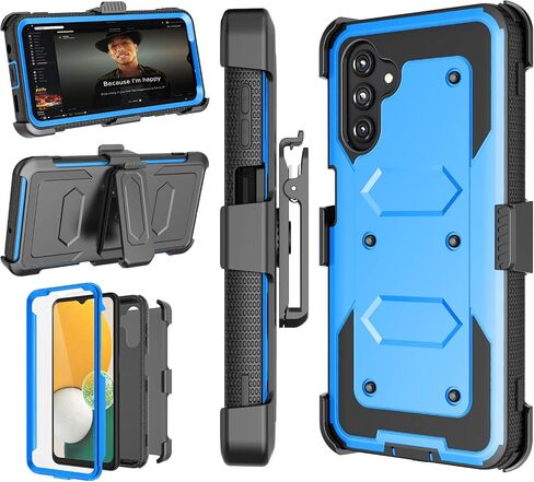 Njjex Rugged Case For Samsung Galaxy A13 5G, For Galaxy A13 5G Case, [Nbeck] Heavy Duty Built-in Screen Protector Locking Swivel Holster Belt Clip Kickstand Hard Shell Cover for Samsung A13 5G [Black] in Saudi Arabia