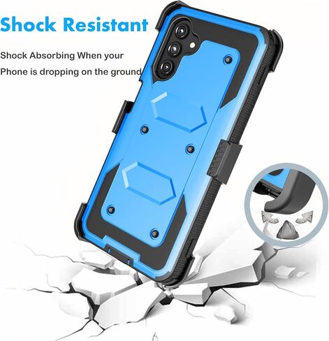 Njjex Rugged Case For Samsung Galaxy A13 5G, For Galaxy A13 5G Case, [Nbeck] Heavy Duty Built-in Screen Protector Locking Swivel Holster Belt Clip Kickstand Hard Shell Cover for Samsung A13 5G [Black] in Saudi Arabia