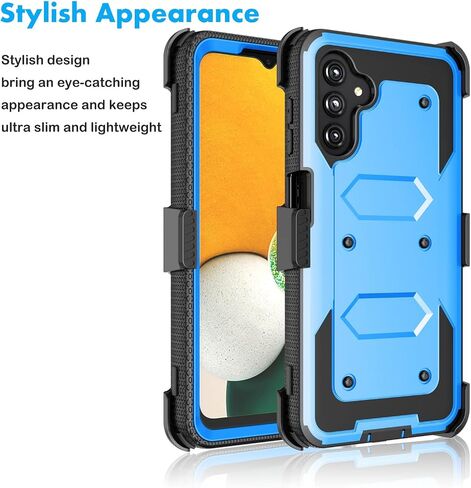 Njjex Rugged Case For Samsung Galaxy A13 5G, For Galaxy A13 5G Case, [Nbeck] Heavy Duty Built-in Screen Protector Locking Swivel Holster Belt Clip Kickstand Hard Shell Cover for Samsung A13 5G [Black] in Saudi Arabia