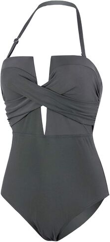 Vijiv Womens One Piece Black Swimsuit Sexy Tummy Control Halter Low Back Swimwear Monokinis Bathing Suits in Saudi Arabia