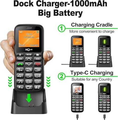 4G-LTE Unlocked Cell Phones for Elderly, Big Button Cell Phones for Seniors, Basic Feature Mobile Phone with SOS Button,Type-C with Charging Dock,Large Capacity Battery,Dual-SIM in Kuwait
