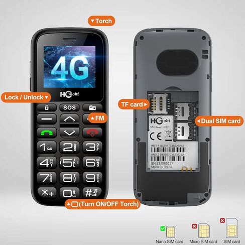 4G-LTE Unlocked Cell Phones for Elderly, Big Button Cell Phones for Seniors, Basic Feature Mobile Phone with SOS Button,Type-C with Charging Dock,Large Capacity Battery,Dual-SIM in Kuwait