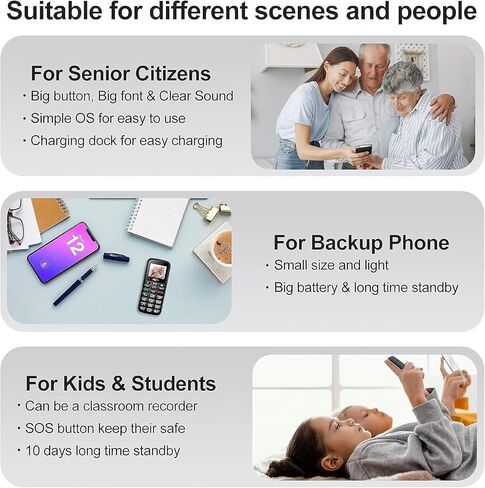 4G-LTE Unlocked Cell Phones for Elderly, Big Button Cell Phones for Seniors, Basic Feature Mobile Phone with SOS Button,Type-C with Charging Dock,Large Capacity Battery,Dual-SIM in Kuwait