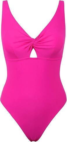 Hilor Women's V Neck One Piece Swimsuit Front Twist Low Back Slimming Bathing Suit Cutout Monokini Swimwear in Saudi Arabia