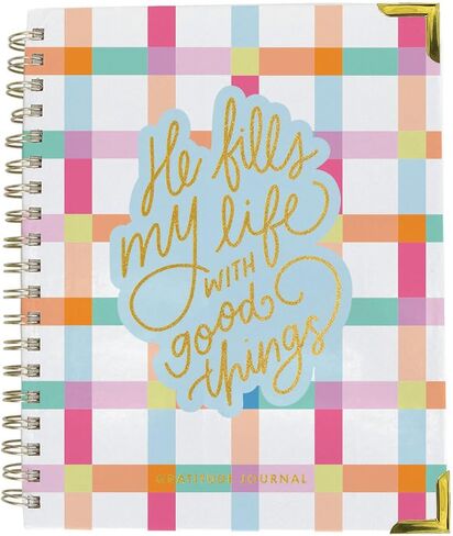 See The Good Vibrant Stripe Pink 7 x 9 Paper Spiral Devotional Gratitude Journal Notebook in Saudi Arabia