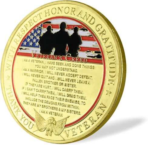 Military Veterans Creed Challenge Coin, Thank You for Your Service Gift in Saudi Arabia