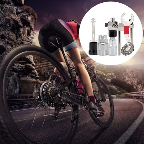 مجموعة أدوات إصلاح الدراجات مكونة من 5 قطع ومستخرج عجلة كرنك وسلسلة ومزيل لدواسة ركوب الدراجات في الهواء الطلق وأداة سحب لمحور الدراجة الجبلية، باللون الأسود in Kuwait