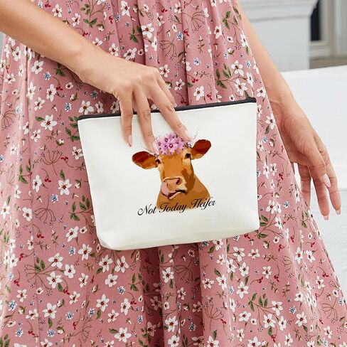 Western Makeup Bag Cow Print Stuff Cow Gifts Western Accessories for Women Birthday Graduation Friendship Cow Western Stuff for Daughter Coworker Female Sister Aunt Floral Cow Lovers Travel Organizer in Saudi Arabia