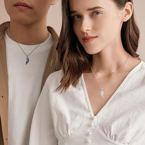 CUOKA MIRACLE زوجين أجنحة قلادة، 925 الفضة الاسترليني زوج زوجين مجوهرات الجارديان أجنحة الملاك له ولها أجنحة قلادة مطابقة أجنحة الملاك الأسود والأبيض هدية للأزواج أفضل الأصدقاء in Kuwait