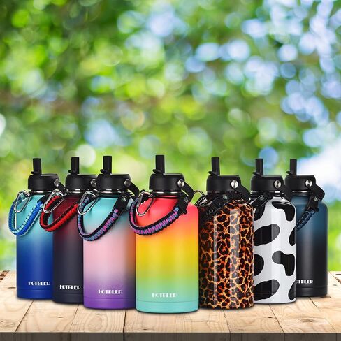 32oz Water Bottle with Paracord Handle & Carrier Bag &Silicone Boot, Double Wall Vacuum Stainless Steel Insulated Jug with Sleeve,Straw Spout Flip Lids, Large Sports Flask Keep Cold & Hot in Saudi Arabia