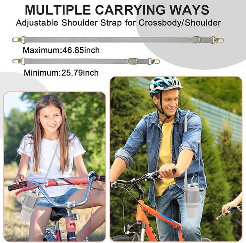 Water Bottle Holder for Stanley Tumbler with Handle, Leather Carrier Strap for 40 oz 30 oz Stanley Cup Accessories, Water Bottle Carrier with Adjustable Strap, Card Holder, Keyring (Black) in Saudi Arabia