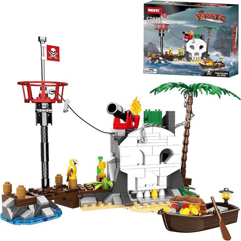 Treasure Island Pirates Building Sets, Compatible with Lego Sets, with Pirates Boat Toy Building Block, Gifts for Boys 6-10 Years Old, 232Pcs in Saudi Arabia