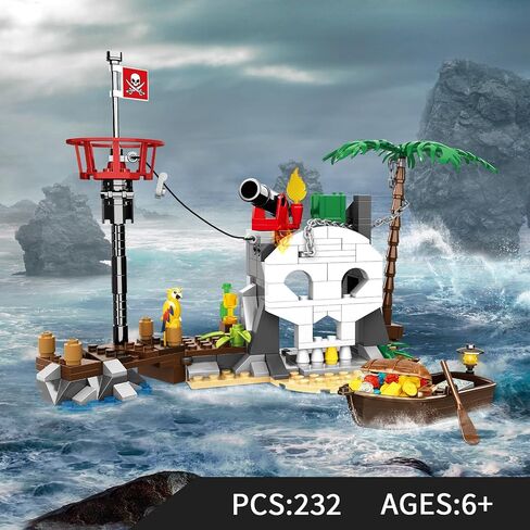 Treasure Island Pirates Building Sets, Compatible with Lego Sets, with Pirates Boat Toy Building Block, Gifts for Boys 6-10 Years Old, 232Pcs in Saudi Arabia