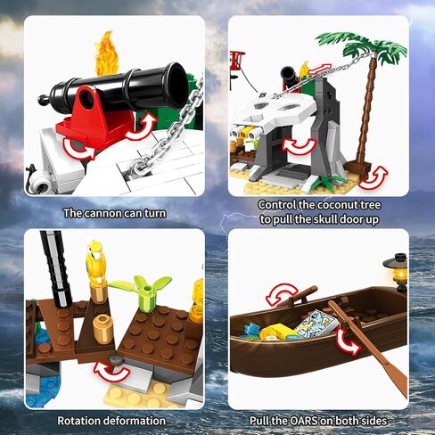Treasure Island Pirates Building Sets, Compatible with Lego Sets, with Pirates Boat Toy Building Block, Gifts for Boys 6-10 Years Old, 232Pcs in Saudi Arabia