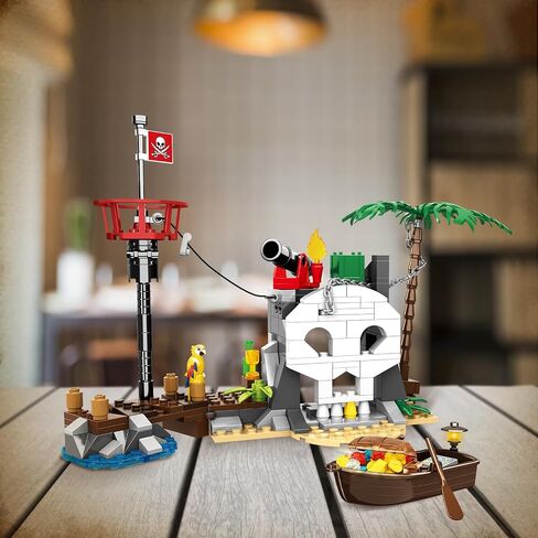Treasure Island Pirates Building Sets, Compatible with Lego Sets, with Pirates Boat Toy Building Block, Gifts for Boys 6-10 Years Old, 232Pcs in Saudi Arabia