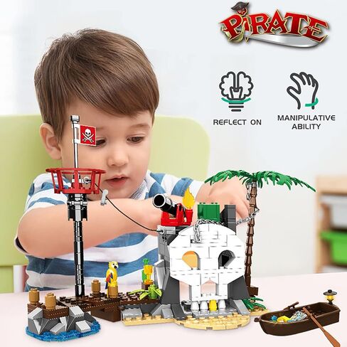 Treasure Island Pirates Building Sets, Compatible with Lego Sets, with Pirates Boat Toy Building Block, Gifts for Boys 6-10 Years Old, 232Pcs in Saudi Arabia