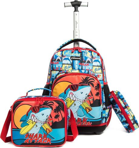 Egchescebo Kids Rolling Backpack للفتيات حوريات البحر أمتعة الأطفال مع عجلات طفل صغير حقيبة سفر حقائب الظهر فتاة طفل الغداء حقيبة الكتب Escolares الابتدائية Mochila con Ruedas para Niñas Green in Kuwait