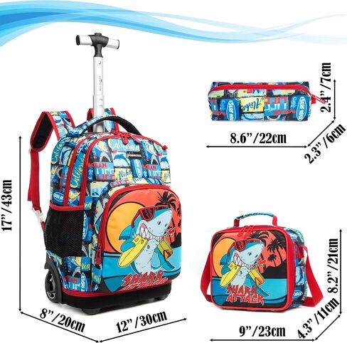 Egchescebo Kids Rolling Backpack للفتيات حوريات البحر أمتعة الأطفال مع عجلات طفل صغير حقيبة سفر حقائب الظهر فتاة طفل الغداء حقيبة الكتب Escolares الابتدائية Mochila con Ruedas para Niñas Green in Kuwait