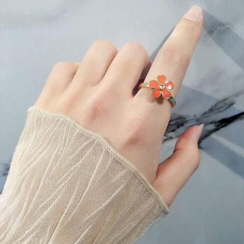 9Pcs Anti Anxiety Ring with Beads Fidget Open Rings Set for Women - Silver Fidget Ring Anti Anxiety Rings for Men Women Adjustable Fidget Rings Stress Relief Stackable Ring (Silver Flower) in Saudi Arabia