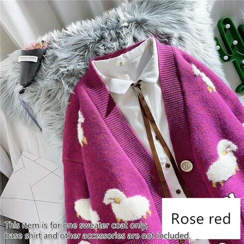 Ladies Girl Cute Sheep Sweater Coat Cardigan Knitted Tops Kawaii Preppy Cartoon Casual in Kuwait
