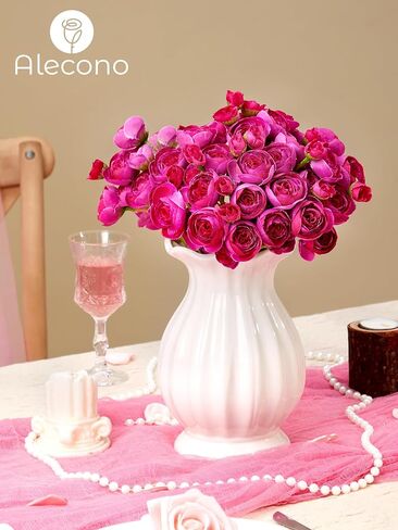 Alecono Ranunculus Artificial Flowers 𝟭𝟴 𝙋𝙘𝙨, Dusty Pink Faux Ranunculus Flowers for DIY Wedding Bouquets, Mini Artificial Ranunculus Flowers for Home Table Decorations in Saudi Arabia