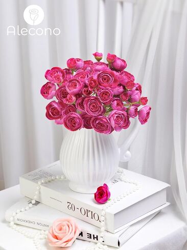 Alecono Ranunculus Artificial Flowers 𝟭𝟴 𝙋𝙘𝙨, Dusty Pink Faux Ranunculus Flowers for DIY Wedding Bouquets, Mini Artificial Ranunculus Flowers for Home Table Decorations in Saudi Arabia