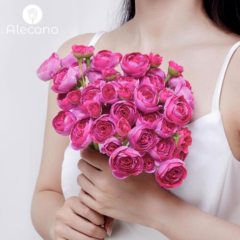 Alecono Ranunculus Artificial Flowers 𝟭𝟴 𝙋𝙘𝙨, Dusty Pink Faux Ranunculus Flowers for DIY Wedding Bouquets, Mini Artificial Ranunculus Flowers for Home Table Decorations in Saudi Arabia