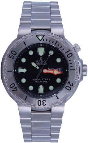 RATIO FreeDiver ساعة غوص ياقوت كريستال ستانلس ستيل كوارتز غواص ساعة 1000 متر مقاومة للماء ساعة غوص للرجال in Kuwait