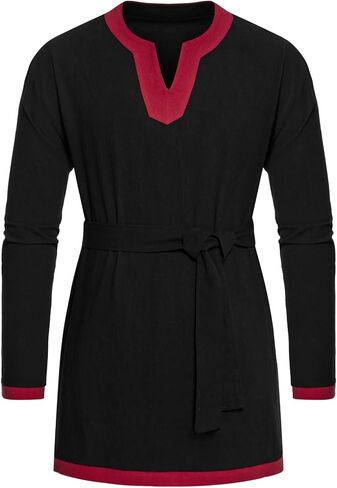 Men's Retro Pure Cotton Long Sleeves Tunic Shirts for Viking Medieval Renaissance Costume Without Belt in Saudi Arabia