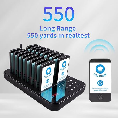 نظام الاتصال اللاسلكي بيجر للمطاعم، طنانات انتظار المطاعم مع فلاش اهتزاز الجرس، تذكير إغلاق، 16 جهاز استدعاء للضيوف لشاحنة الطعام، قاعة الطعام، الكنيسة، الحضانة، المقهى... in Kuwait