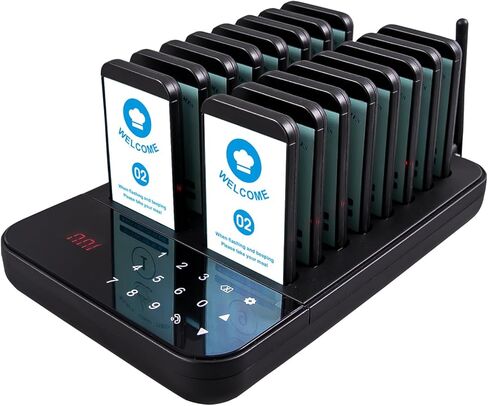 نظام الاتصال اللاسلكي بيجر للمطاعم، طنانات انتظار المطاعم مع فلاش اهتزاز الجرس، تذكير إغلاق، 16 جهاز استدعاء للضيوف لشاحنة الطعام، قاعة الطعام، الكنيسة، الحضانة، المقهى... in Kuwait