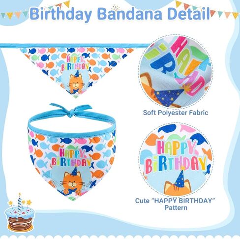 لوازم حفلات أعياد الميلاد للقطط من بينجبيت، ديكورات حفلات أعياد الميلاد بطابع قطة جميلة مع قبعة عيد ميلاد للقطط، باندانا، لافتة عيد ميلاد، بالونات حروف مواء للقطط والكلاب الصغيرة والجرو الصغير in Kuwait