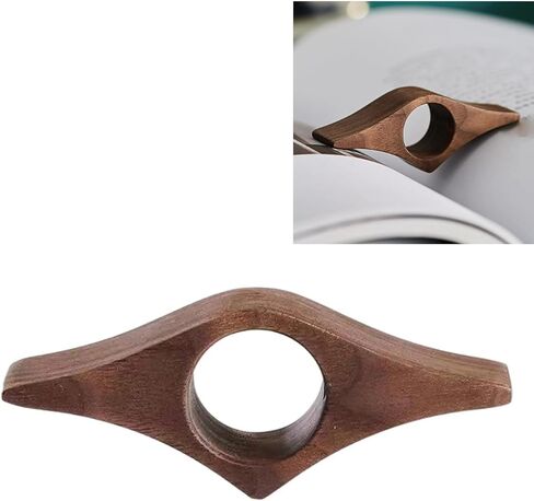 Book Page Holder for Reading Thumb-Handmade Walnut Book Accessories-Reading Everywhere-Convenient Reading in Bed,Travel or Study-Nice idea for Gifts-Gift for Book Lover. (Large, Dark Walnut) in Kuwait