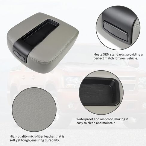 Center Console lid Armrest Cover Compatible with Chevy Avalanche 2007-2014 Silverado Suburban 1500 2500 GMC Yukon Sierra 2500HD 3500HD Armrest Center Console Cover Kit Replaces 15217111(Beige) in Saudi Arabia