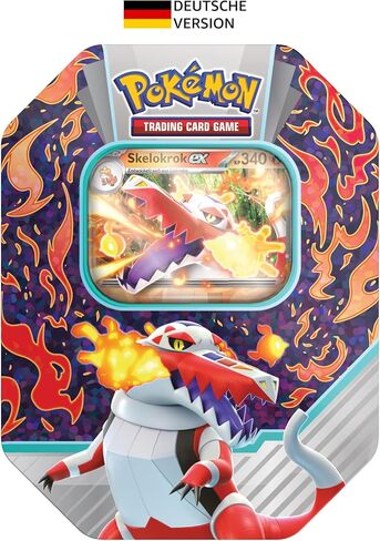Pokémon - لعبة بطاقات التداول: Tin-Box Paldea الشريك: Skelokrok-ex (1 بطاقة ترويجية ثلاثية الأبعاد و4 حزم معززة) in Saudi Arabia