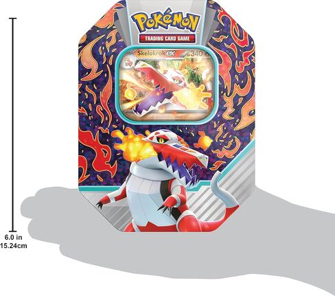Pokémon - لعبة بطاقات التداول: Tin-Box Paldea الشريك: Skelokrok-ex (1 بطاقة ترويجية ثلاثية الأبعاد و4 حزم معززة) in Saudi Arabia