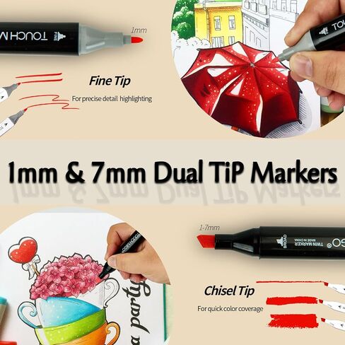 Alcohol Markers, 80-Color Double Tipped Art Marker Set for Artist Adults Coloring Illustrations Ideal for Book Painting and Card Making Includes Case for Easy Storage markers for adult coloring books in Saudi Arabia