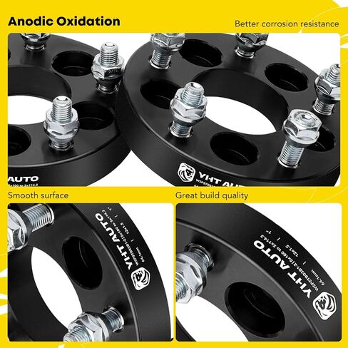 YHTAUTO 4PCS 5x100 to 5x114.3 Wheel Adapters 1 inch Fits Sebring, Camry, Corolla, Prius, Matrix, Cavalier, tC, xD, 5x100 to 5x4.5 5 Lug Spacers w/ 12x1.5 & 12.9 Grade Studs, 64.1mm Hub Bore in Saudi Arabia