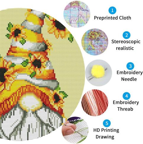 مجموعات غرز متقاطعة مختومة من KARMOGSO للبالغين المبتدئين، طقم غرز متقاطعة ترحيب جنوم، مجموعة كاملة من مجموعات التطريز المختومة للفنون والحرف اليدوية والتطريز لديكور المنزل، 30.48 سم × 40.64 سم in Kuwait