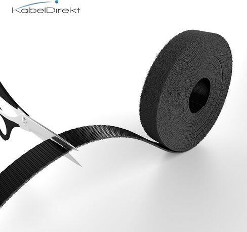 KabelDirekt - شريط أشرطة لاصقة وحلقة - 16.4 قدم × 0.49 بوصة - مقطوع حسب الحجم، قابل لإعادة الاستخدام (لفة شريط لاصق وحلقة، كابلات متعددة الاستخدام، وحزمة وآمنة ومجموعة كاملة أخرى، أسود) in Kuwait