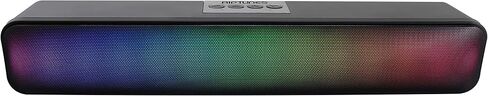 Riptunes Portable Bluetooth Sound Bar with 6 Changing LED Lights, Built-in Mic, Dynamic RGB Stereo Speaker for Desktop/Laptop/Phone/TV, Compatible w/USB/Micro-SD/AUX Line-in - Black in Saudi Arabia